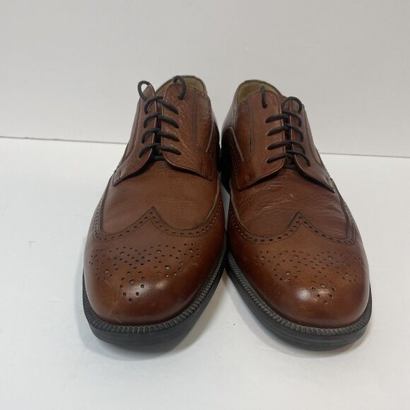 JOHNSTON & MURPHY Shoes Mens 10.5 M Cellini Brown Leather Wingtip Dress Shoe - Picture 10 of 12